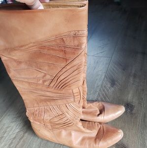 Frye Mid Calf Wedge Boots Vintage